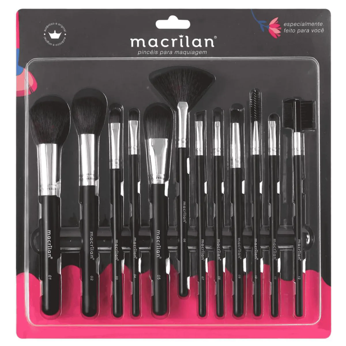 KIT KP9-1A COM 12 PINCéIS PARA MAQUIAGEM MACRILAN