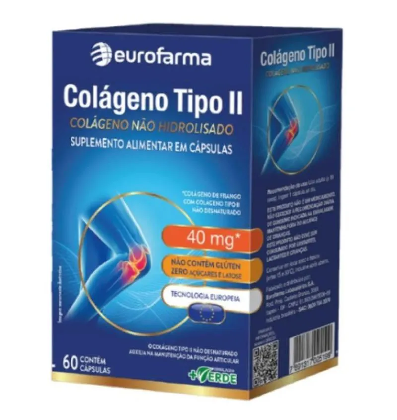 SUPLEMENTO ALIMENTAR COLáGENO NãO HIDROLISADO TIPO II EUROFARMA 60CPS