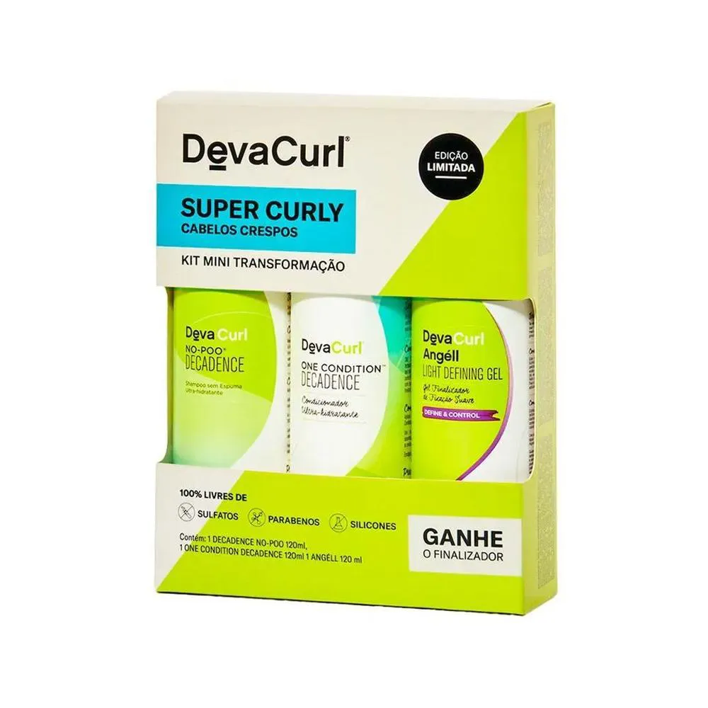 KIT DEVA CURL DECADENCE CABELOS CRESPOS - SHAMPOO 120ML + CONDICIONADOR 120ML + GEL 120ML