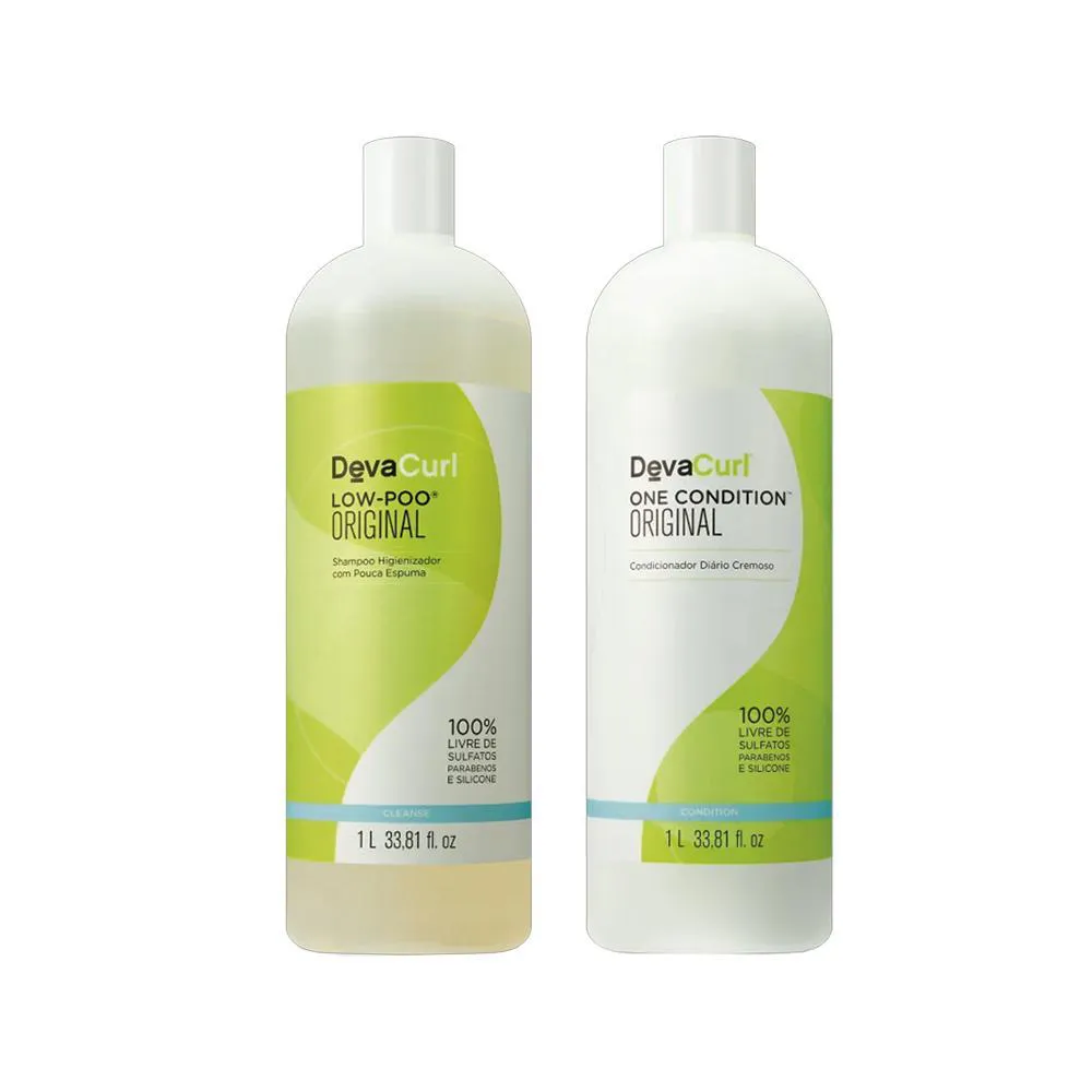 KIT DEVA CURL ORIGINAL - SHAMPOO LOW-POO 1000ML + CONDICIONADOR 1000ML