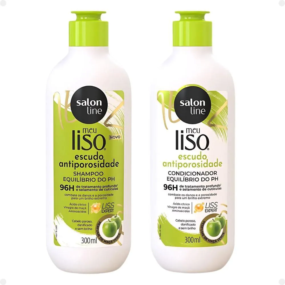 SALON LINE MEU LISO ESCUDO ANTIPOROSIDADE: SHAMPOO E CONDICIONADOR 300ML