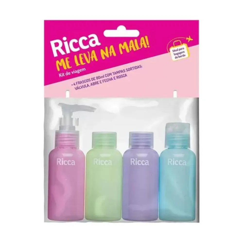 CONJUNTO COM 4 FRASCOS DE VIAGEM RICCA ME LEVA NA MALA CóD. 3288