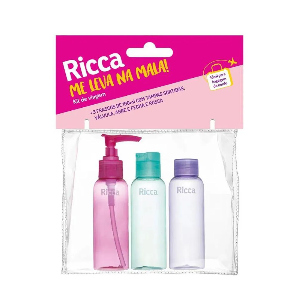 CONJUNTO COM 3 FRASCOS DE VIAGEM RICCA ME LEVA NA MALA CóD. 3289