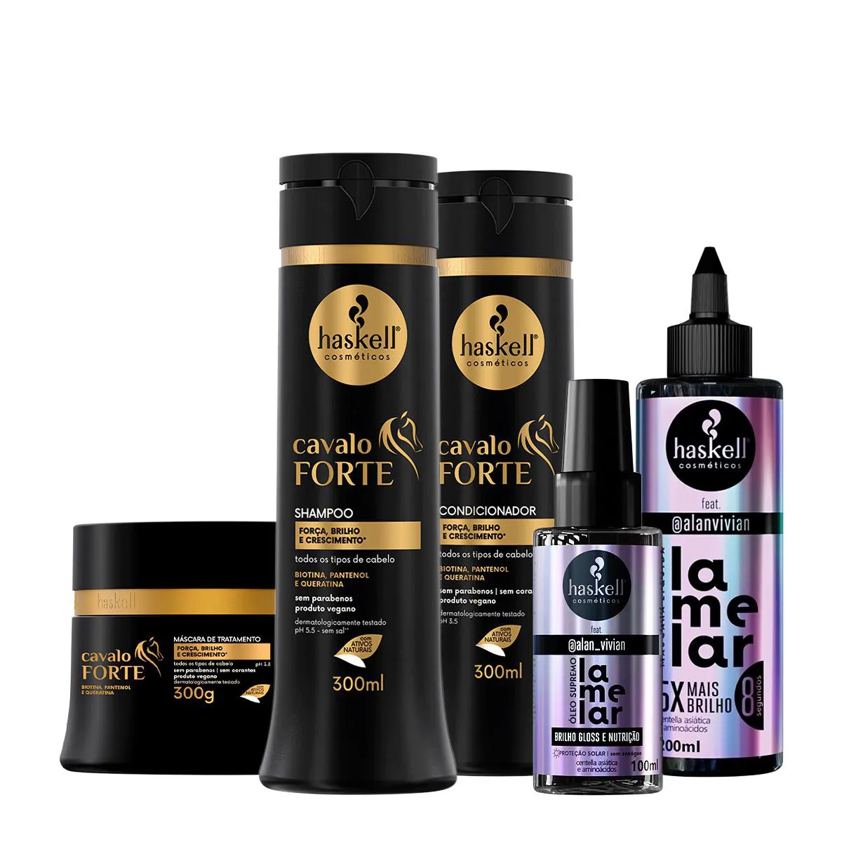 KIT HASKELL CAVALO FORTE HOME CARE LAMELAR DUPLA (5 PRODUTOS)