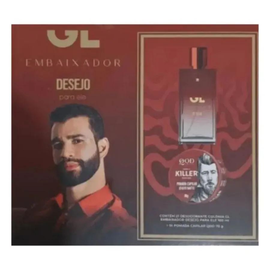 KIT GL EMBAIXADOR DESEJO PARA ELE ( PERFUME 100ML + POMADA CAPILAR QOD KILLER 70G )