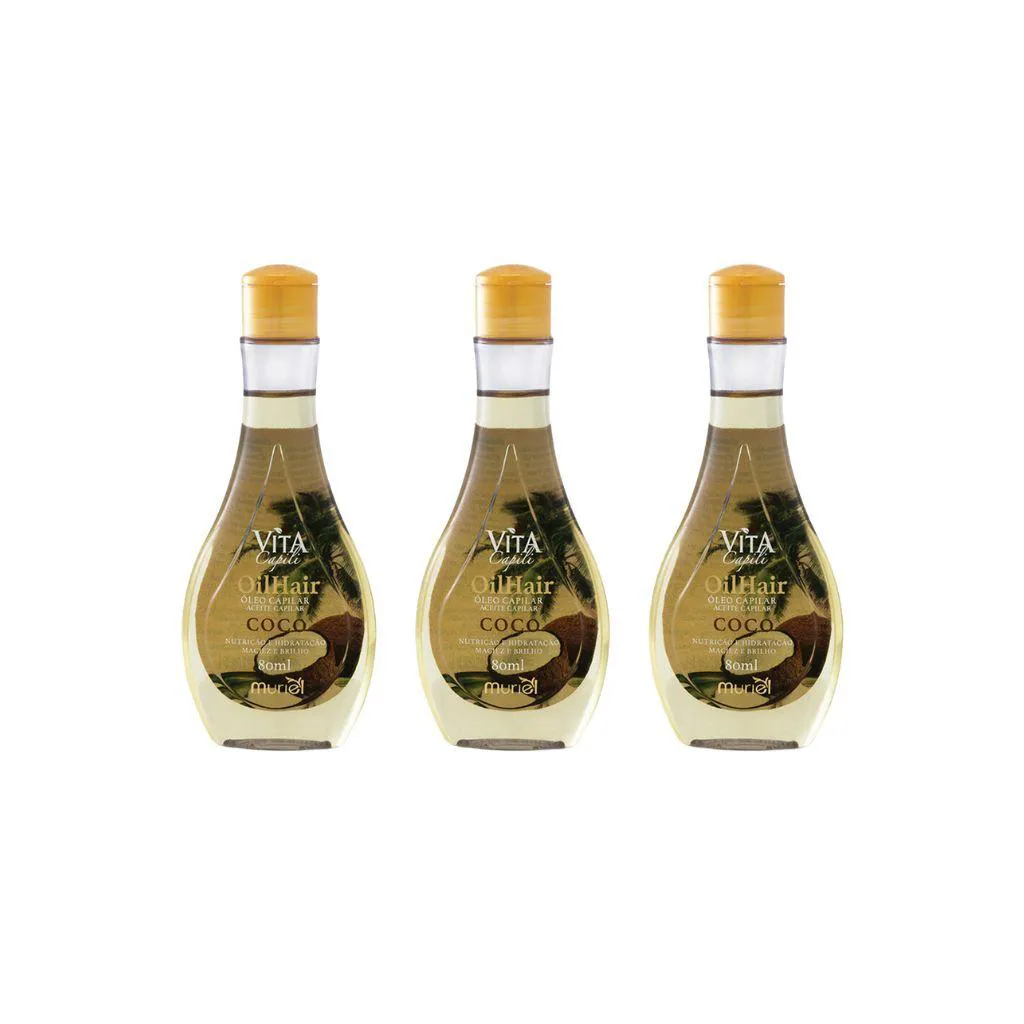 OLEO CAPILAR MURIEL VITA CAPILI 80ML COCO - KIT C/ 3UN