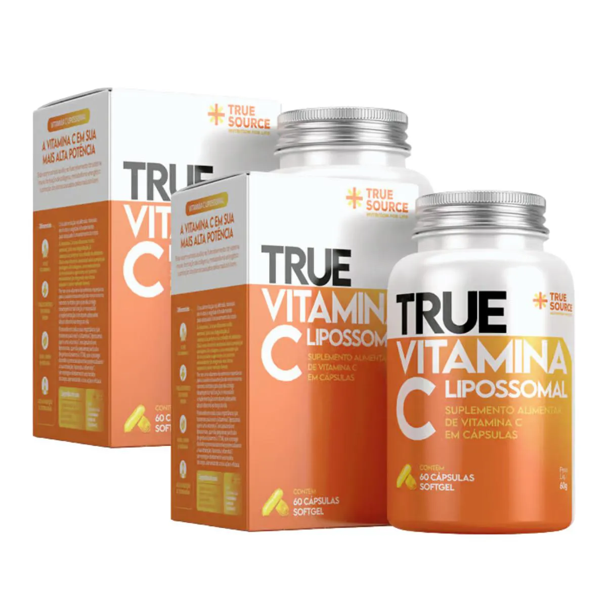 2X TRUE VITAMINA C 1000MG LIPOSSOMAL TRUE SOURCE 60 CáPSULAS SEM Sabor