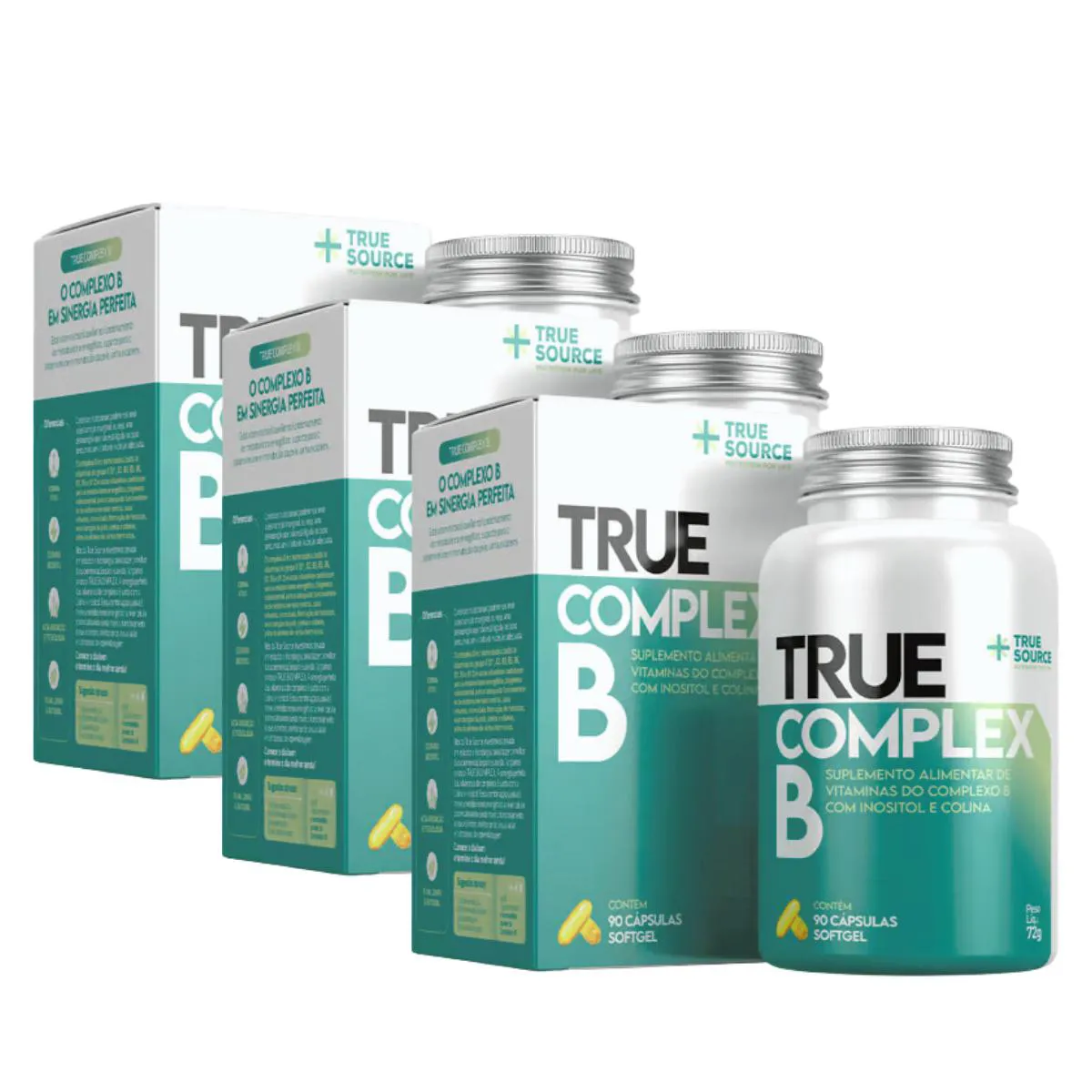 3X TRUE COMPLEX B COLINA E INOSITOL TRUE SOURCE 90 CáPSULAS SEM Sabor