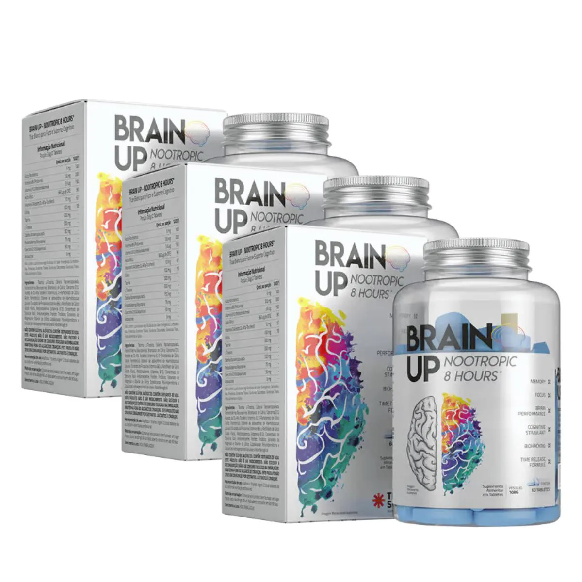 3X NOOTRóPICO BRAIN UP TRUE SOURCE 60 TABLETES SEM Sabor
