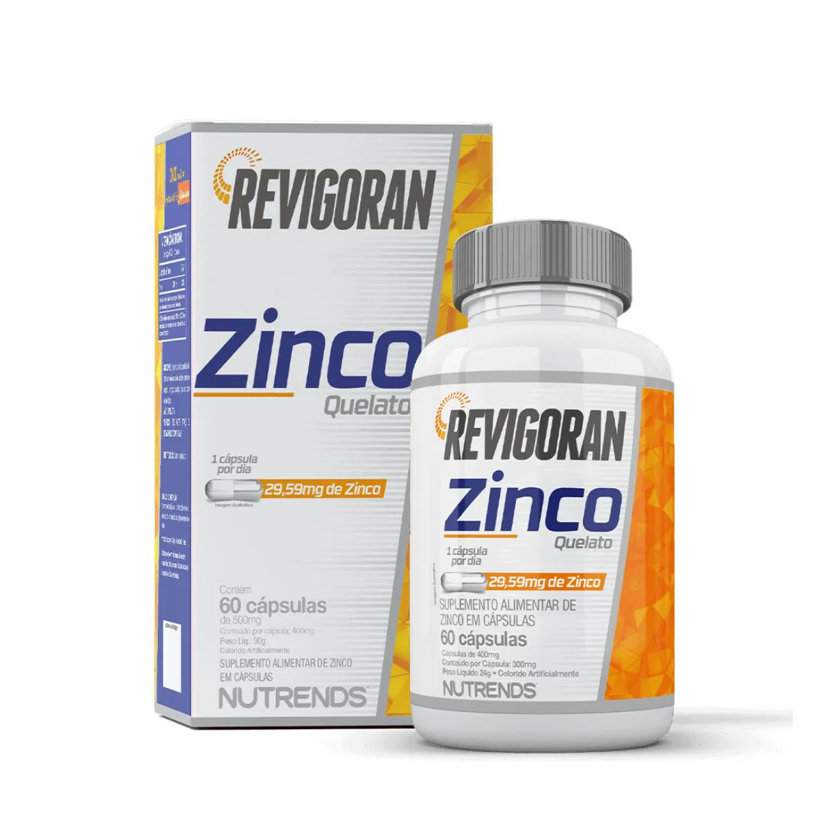 REVIGORAN ZINCO 29,59MG NUTRENDS 60 CáPSULAS SEM Sabor