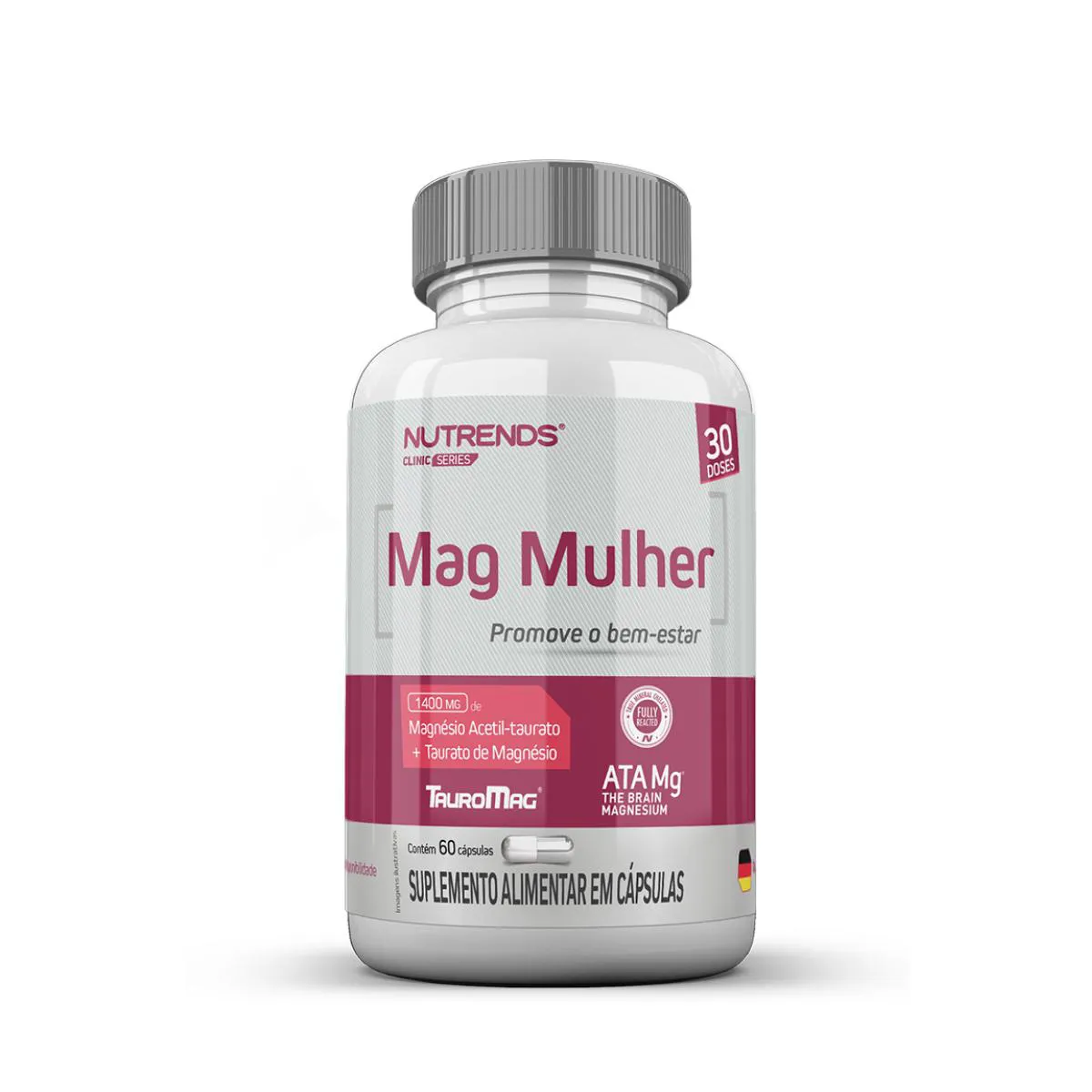 MAG MULHER TAURATO DE MAGNéSIO NUTRENDS 60 CáPSULAS SEM Sabor