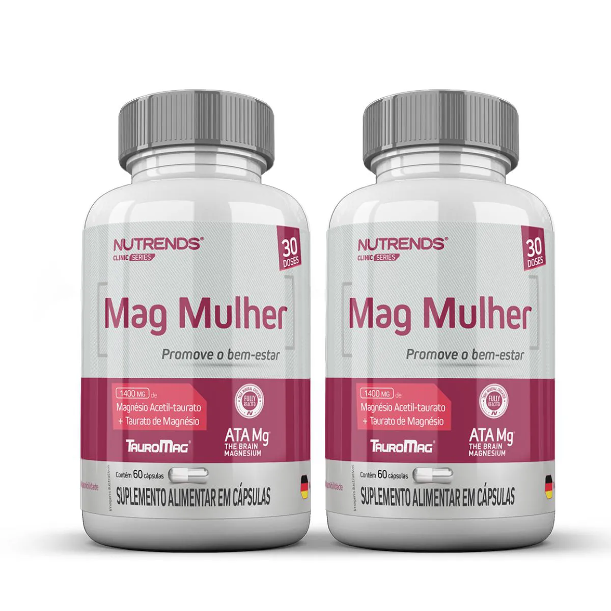 2X MAG MULHER TAURATO DE MAGNéSIO NUTRENDS 60 CáPSULAS SEM Sabor