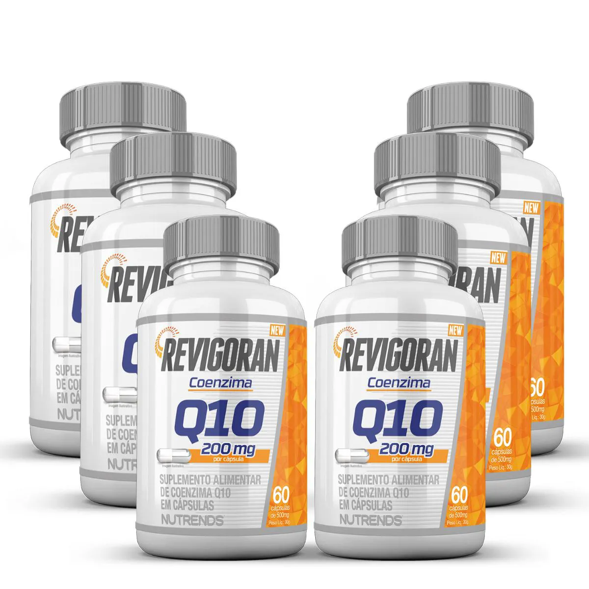 6X REVIGORAN COENZIMA Q10 50MG NUTRENDS 60 CáPSULAS SEM Sabor