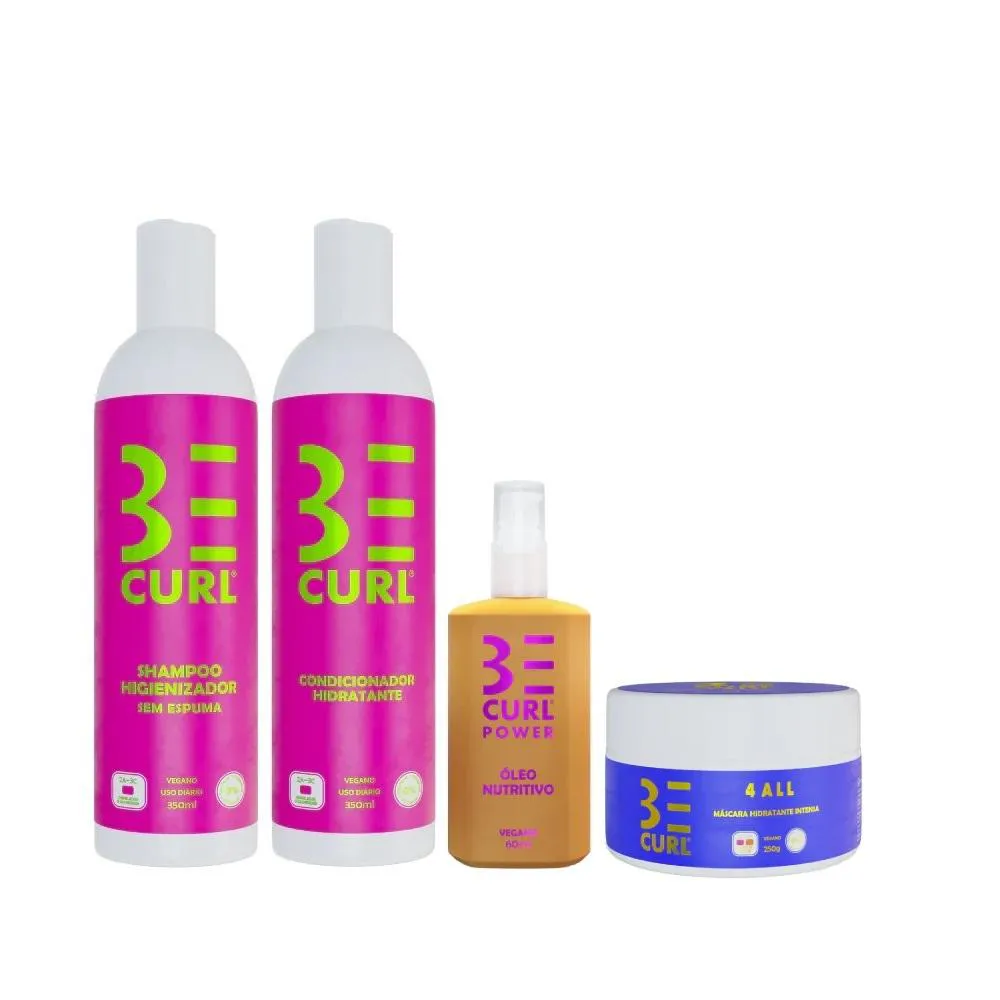 KIT BE CURL NO POO SHAMPOO + CONDICIONADOR + MáSCARA + ÓLEO NUTRITIVO
