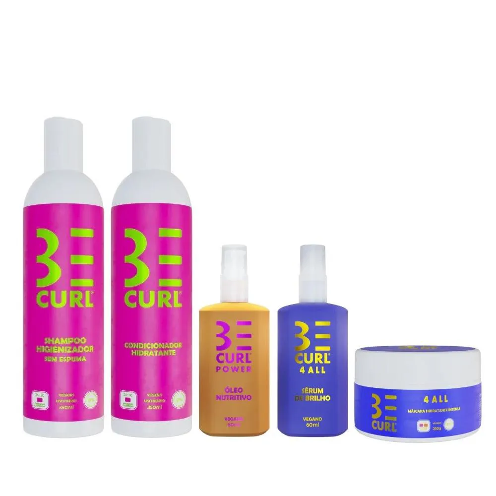 KIT BE CURL SUPER TRATAMENTO E BRILHO (5 PRODUTOS)