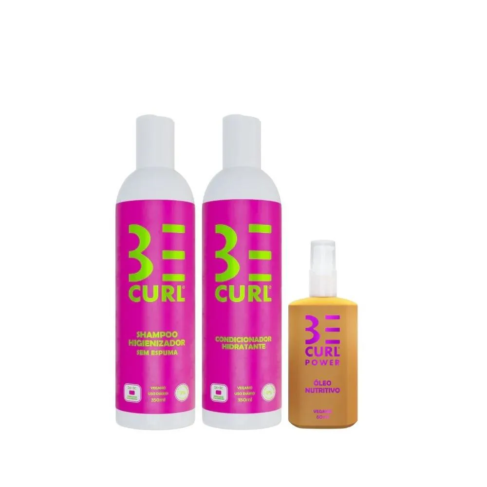 KIT BE CURL NO POO SHAMPOO 350ML + CONDICIONADOR 350ML + ÓLEO NUTRITIVO 60ML