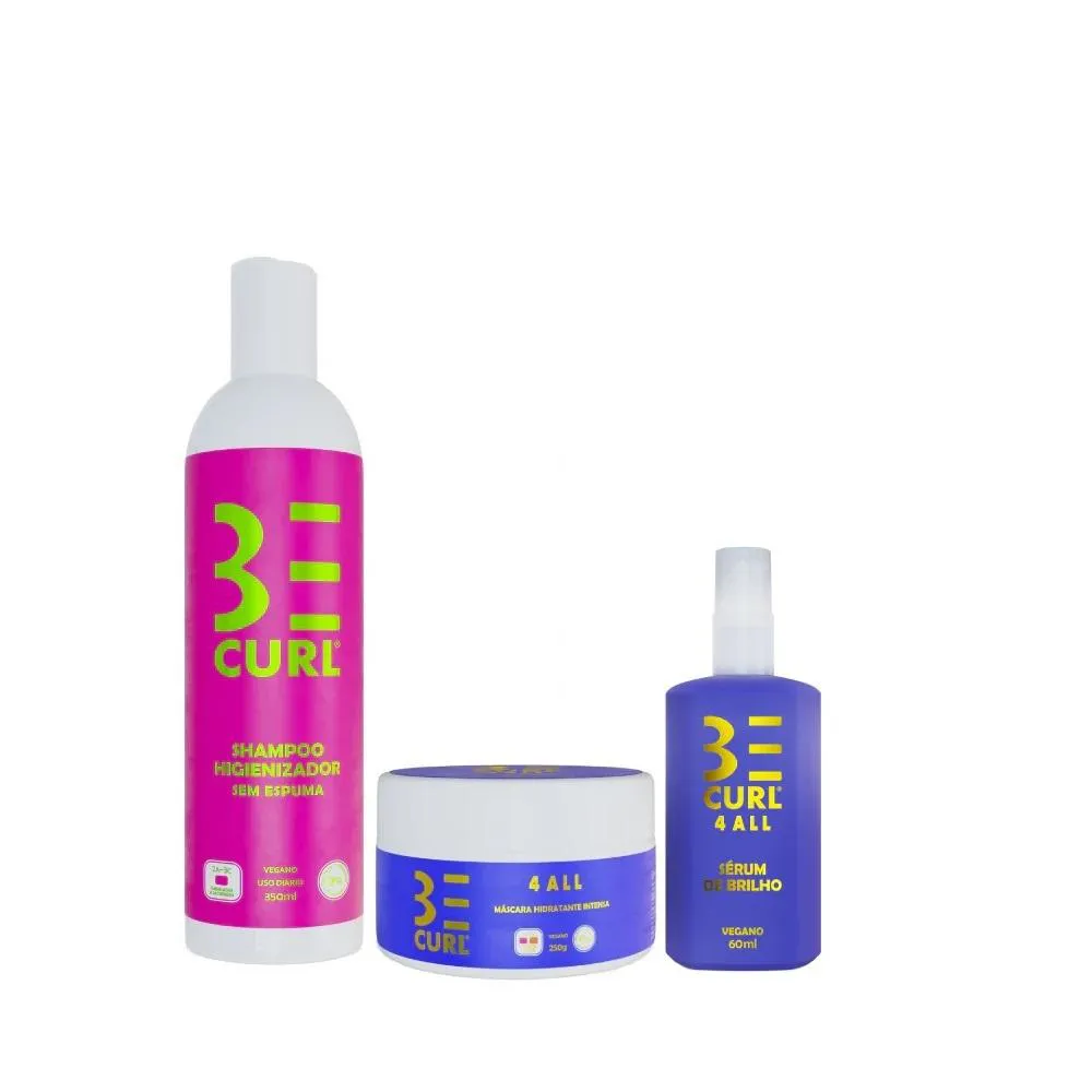 KIT BE CURL SHAMPOO NO POO 350ML + MáSCARA 250G + SéRUM DE BRILHO 60ML