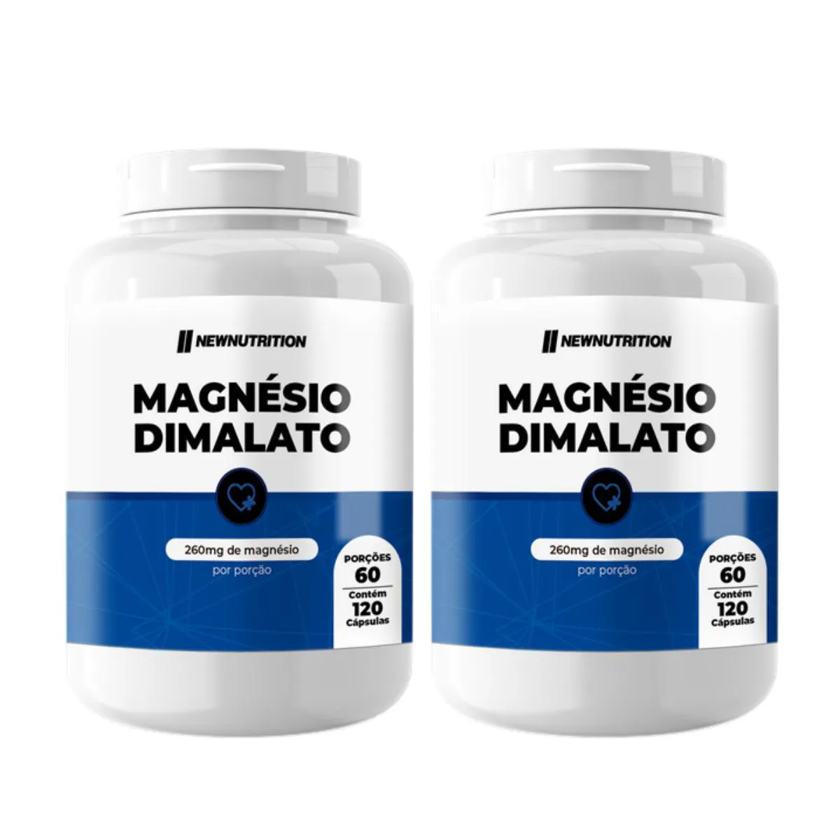 2X MAGNéSIO DIMALATO 260MG NEW NUTRITION 120 CáPSULAS SEM Sabor