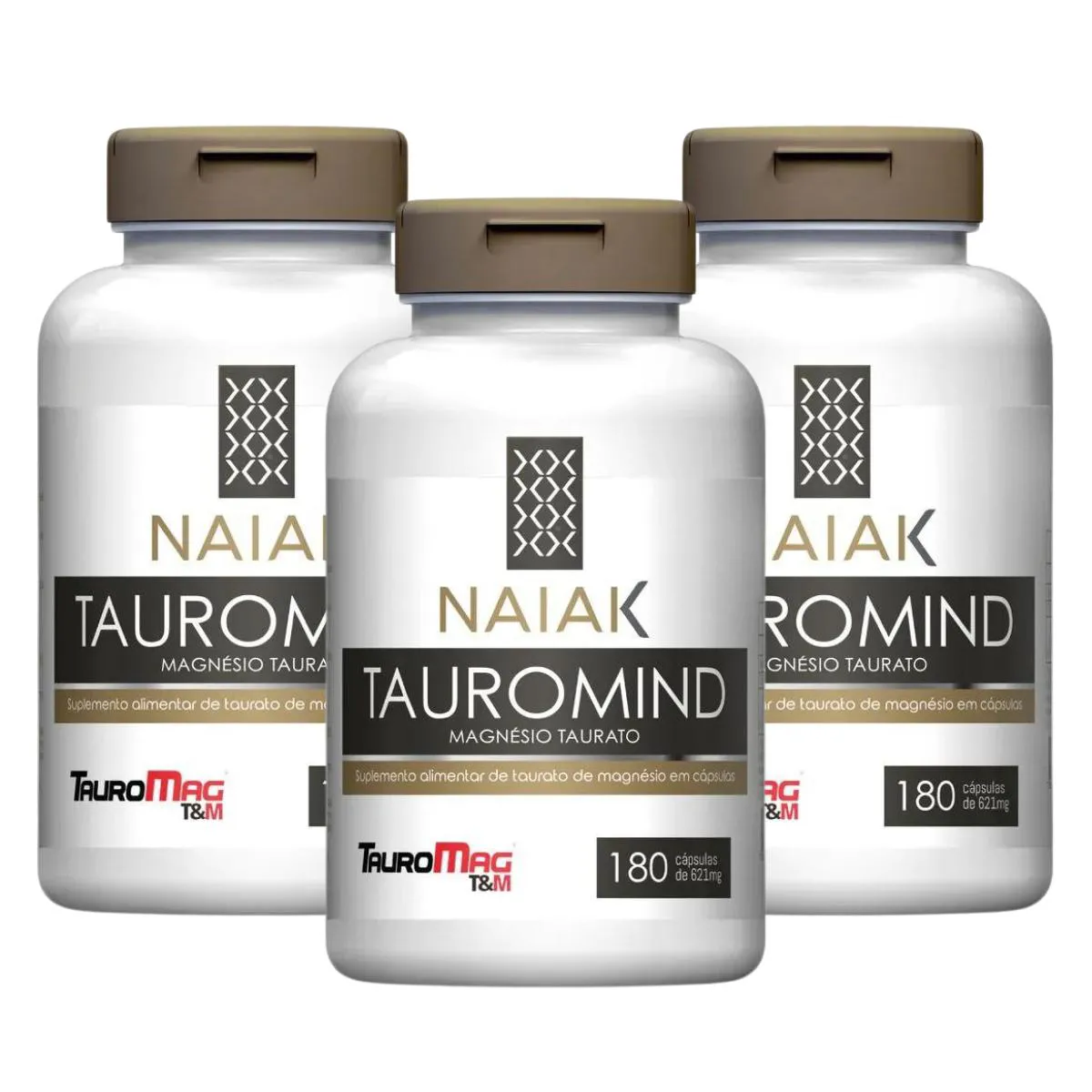 3X TAUROMIND TAURINA + MAGNéSIO NAIAK 180 CáPSULAS SEM Sabor