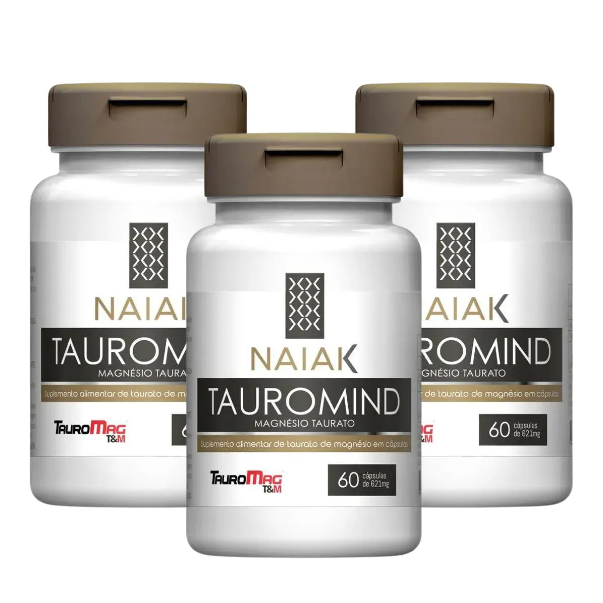 3X TAUROMIND TAURINA + MAGNéSIO NAIAK 60 CáPSULAS SEM Sabor
