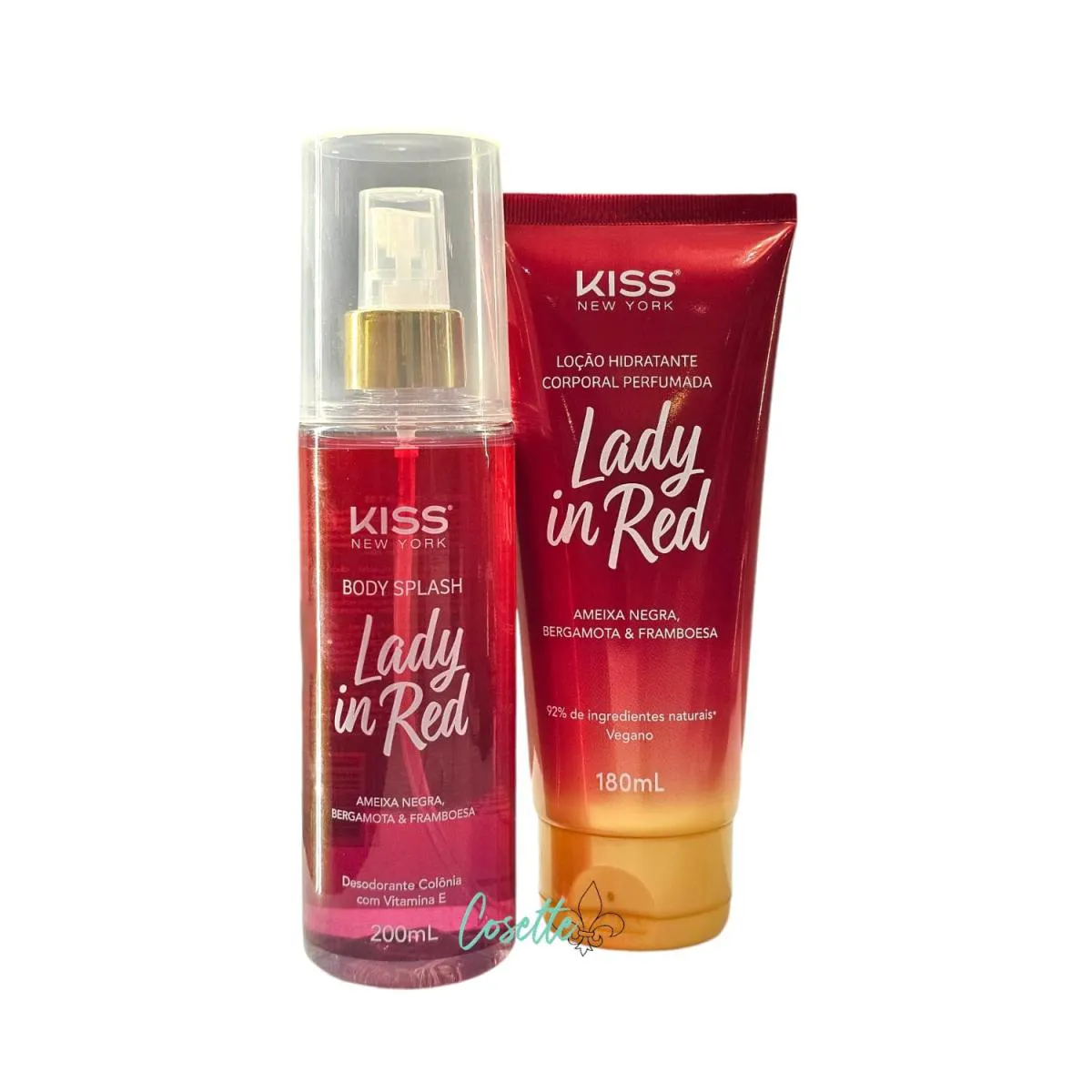 KIT KISS NEW YORK LADY IN RED - HIDRATANTE 180ML + BODY SPLASH 200ML