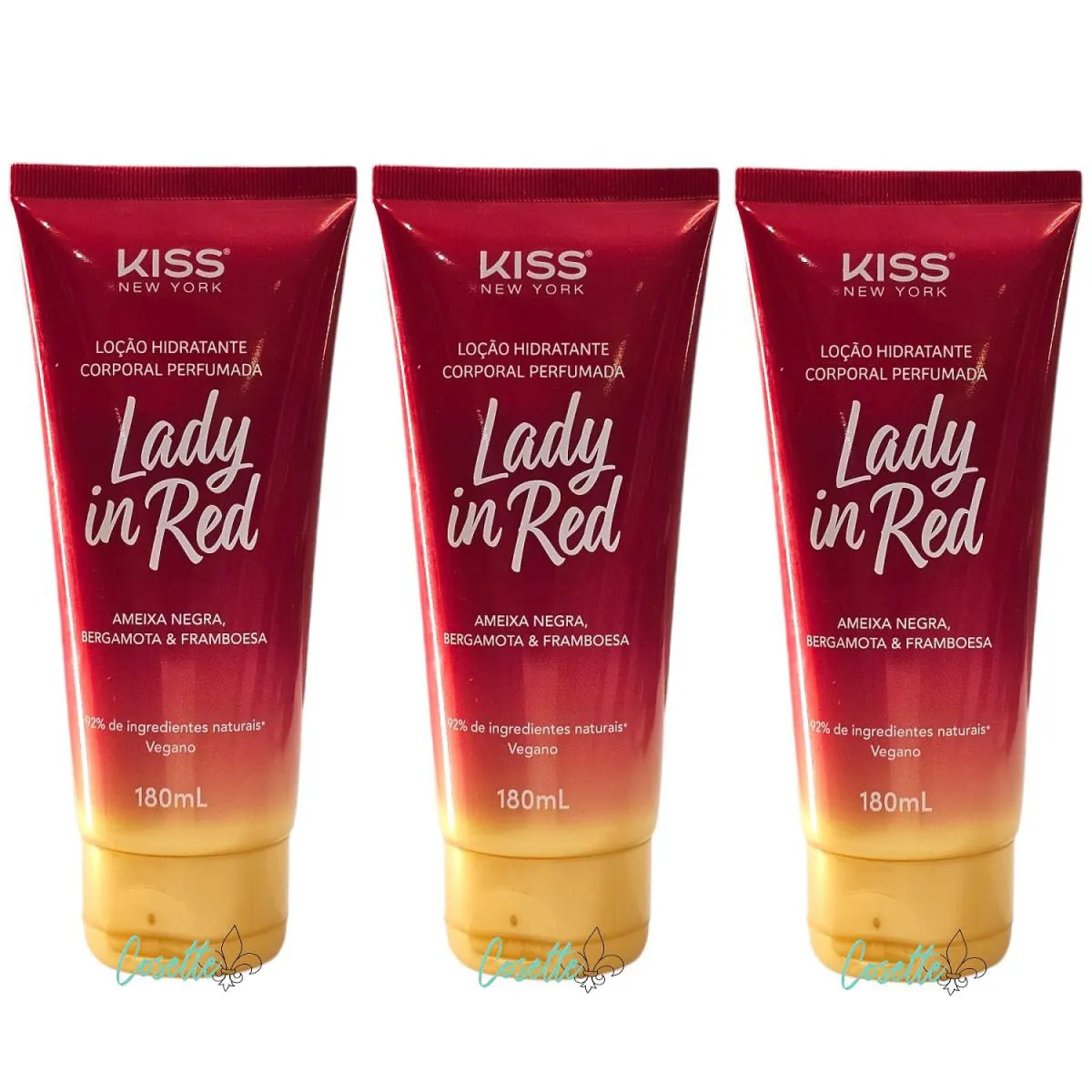KISS NEW YORK LADY IN RED - LOçãO HIDRATANTE CORPORAL 180ML - 3 UNIDADES