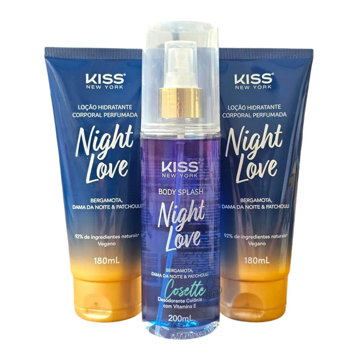 KIT KISS NEW YORK NIGHT LOVE - 2 UNIDADES HIDRATANTE CORPORAL 180ML + BODY SPLASH 200ML