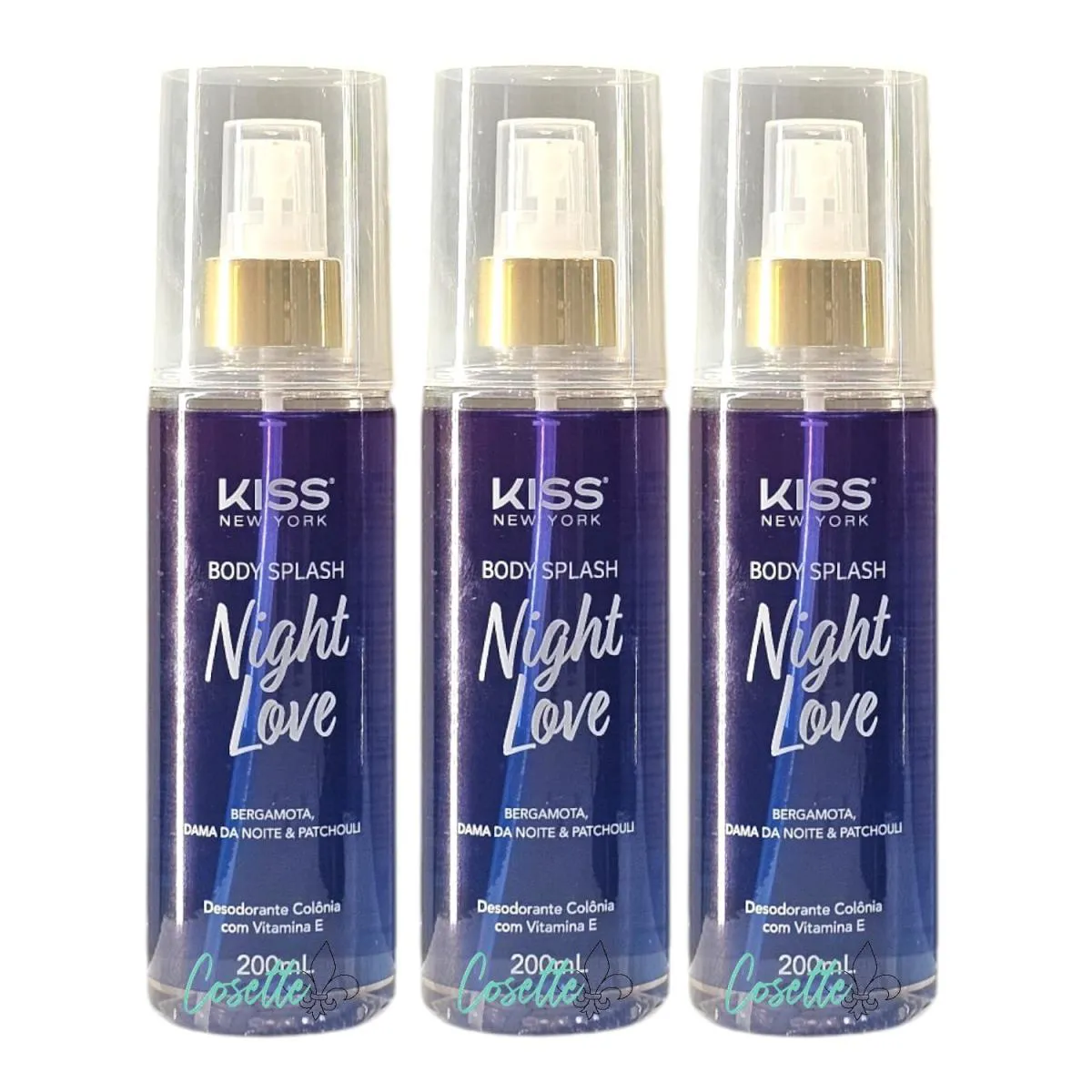 KIT KISS NEW YORK NIGHT LOVE - BODY SPLASH 200ML - 3 UNIDADES