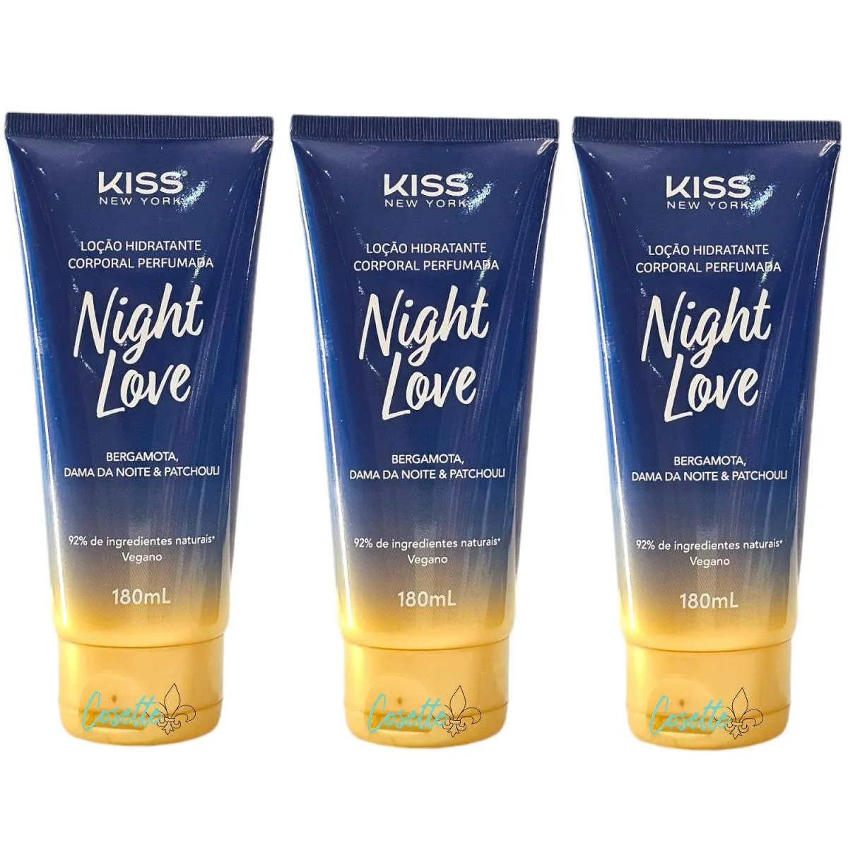 KIT KISS NEW YORK NIGHT LOVE - LOçãO HIDRATANTE CORPORAL 180ML - 3 UNIDADES