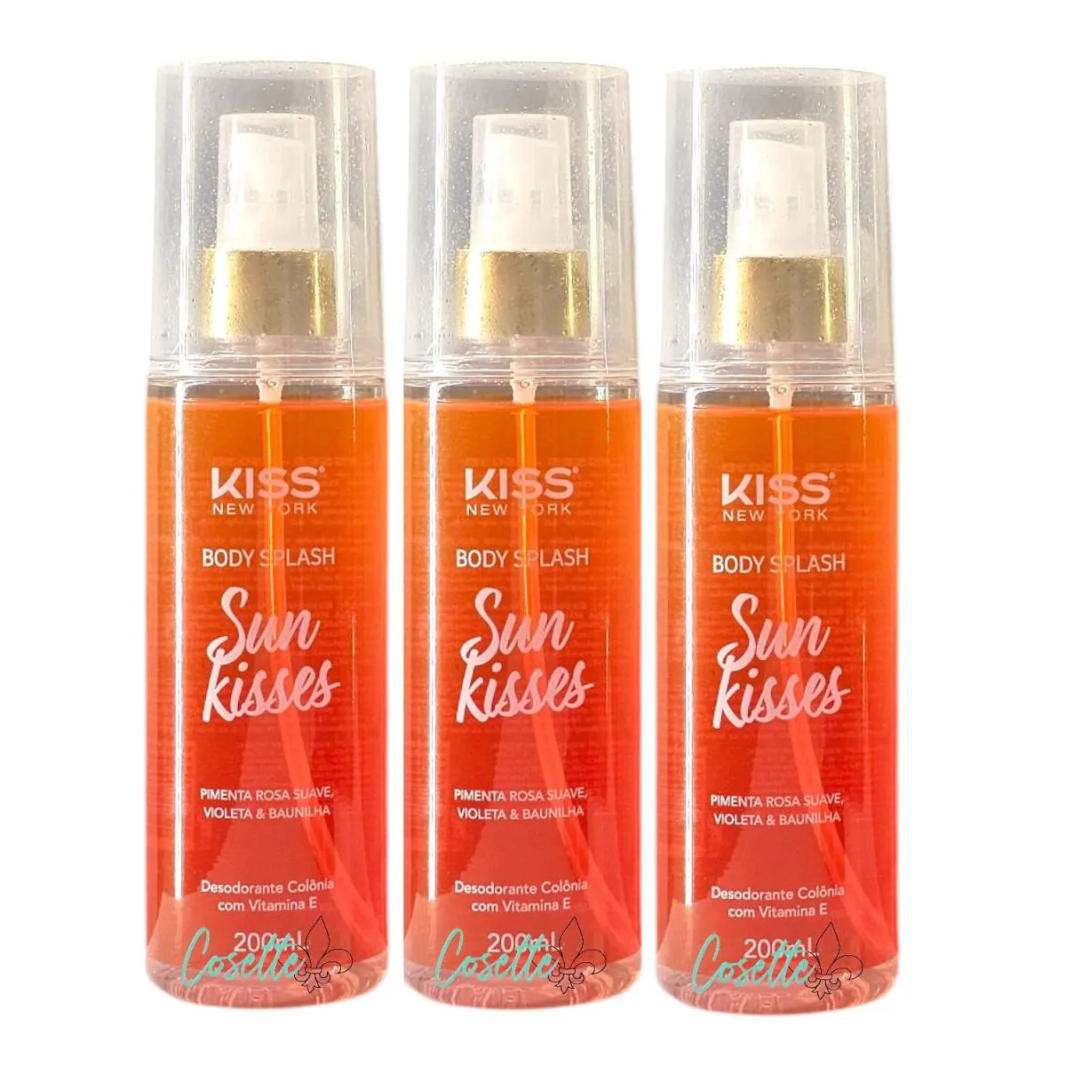 KIT KISS NEW YORK SUN KISSES - BODY SPLASH 200ML - 3 UNIDADES