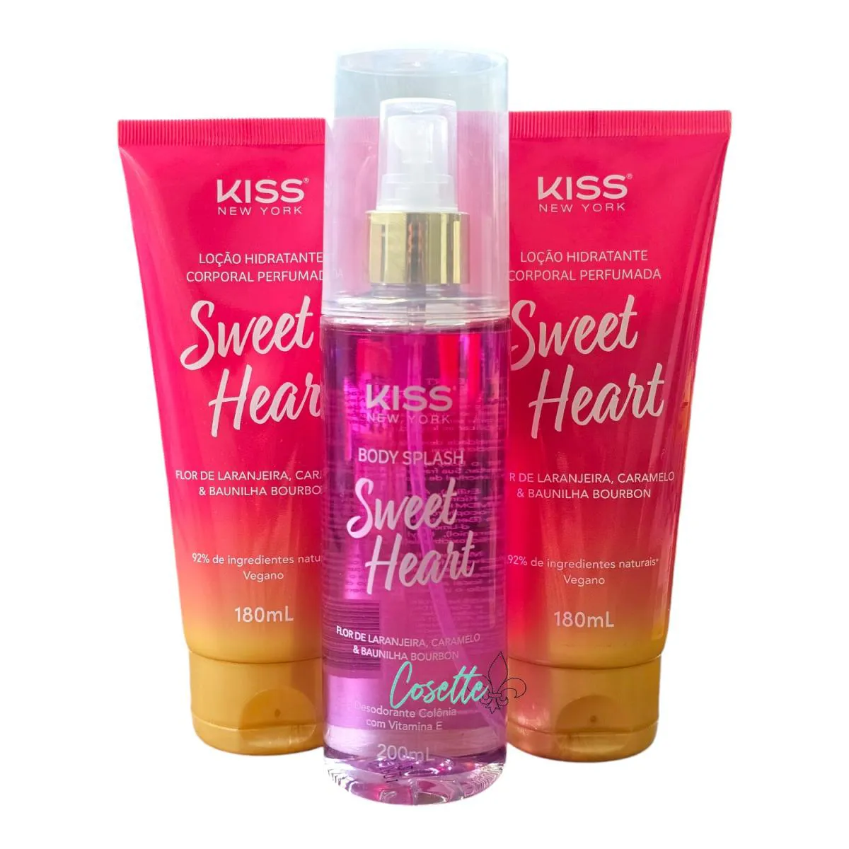 KIT KISS NEW YORK SWEET HEART - 2 UNIDADES HIDRATANTE CORPORAL180ML + BODY SPLASH 200ML