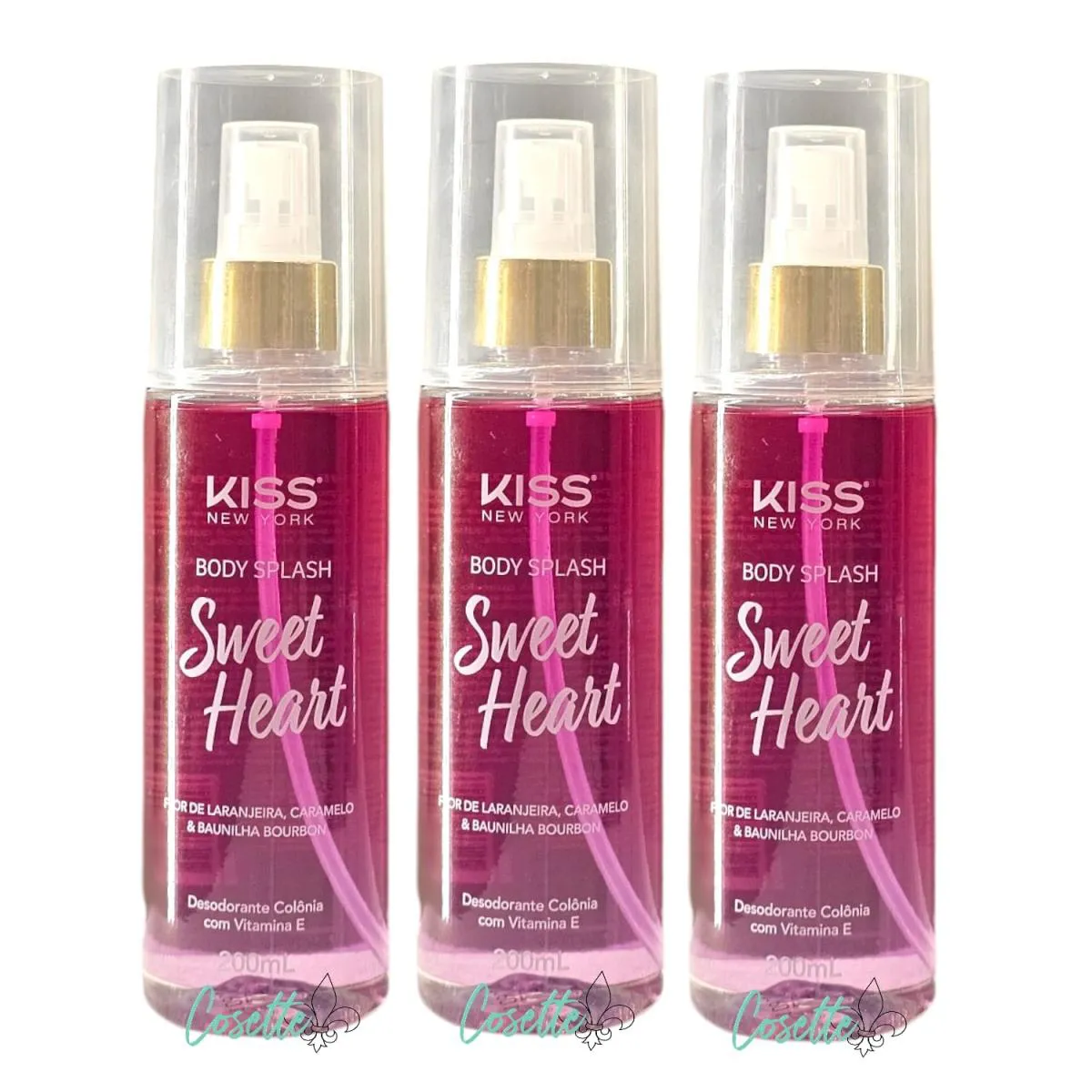 KISS NEW YORK SWEET HEART - BODY SPLASH 200ML - 3 UNIDADES