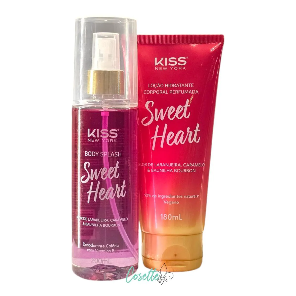 KIT KISS NEW YORK SWEET HEART - LOçãO HIDRATANTE180ML + BODY SPLASH 200ML