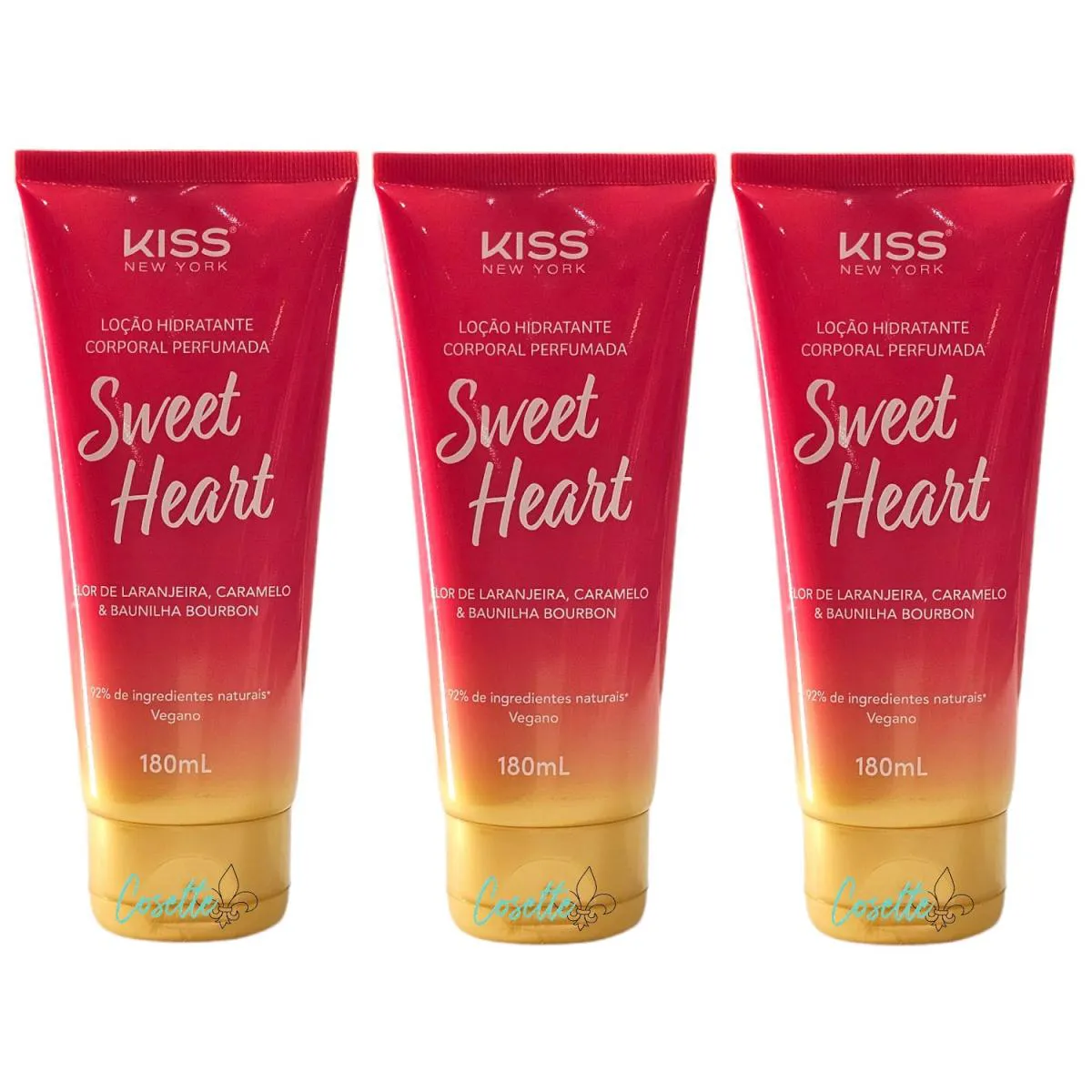 KIT KISS NEW YORK SWEET HEART - LOçãO HIDRATANTE CORPORAL 180ML - 3 UNIDADES