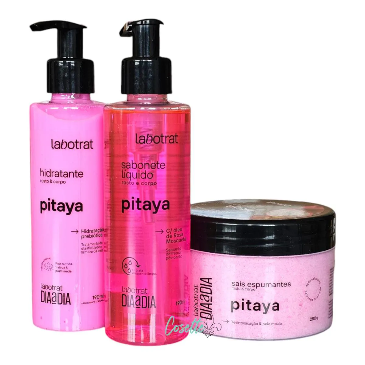 KIT LABOTRAT DIA A DIA PITAYA - HIDRATANTE 190ML + SABONETE LíQUIDO 190ML + SAIS ESPUMANTES 280G