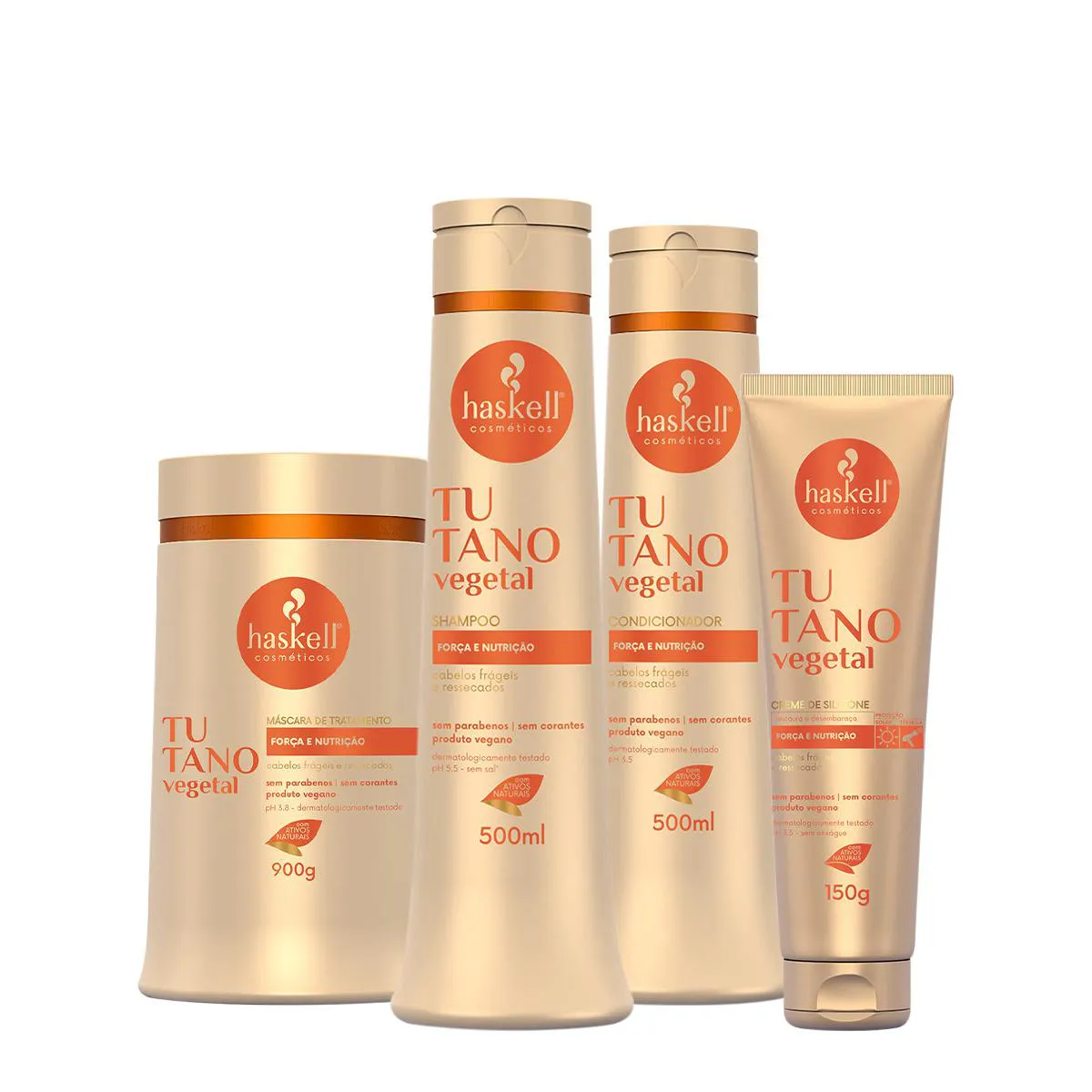 KIT HASKELL TUTANO SHAMPOO CONDICIONADOR CREME DE SILICONE E MáSCARA (4 PRODUTOS)