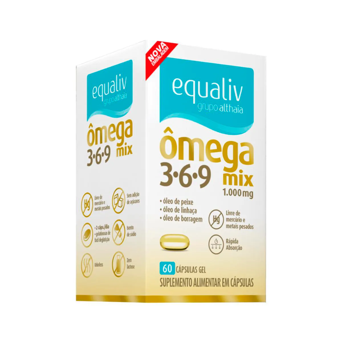 ÔMEGA 3 MIX 3-6-9 1000MG EQUALIV 60 CáPSULAS