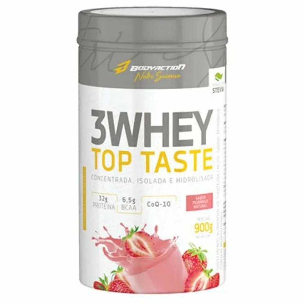 3 WHEY TOP TASTE (900G) - SABOR: MORANGO