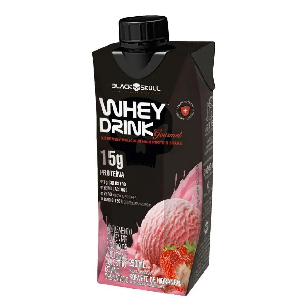 WHEY DRINK GOURMET (250ML) - SABOR: SORVETE DE MORANGO