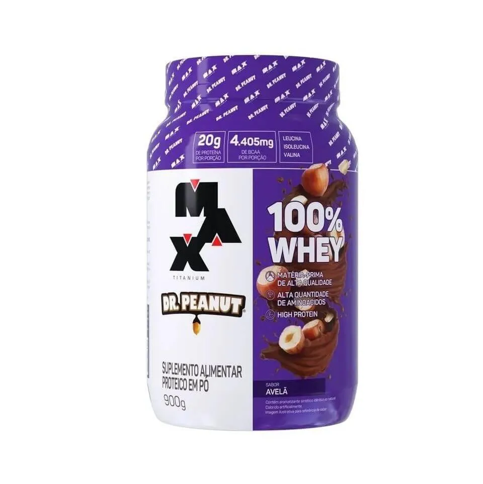 100% WHEY MAX TITANIUM X DR. PEANUT (900G) - SABOR: AVELã