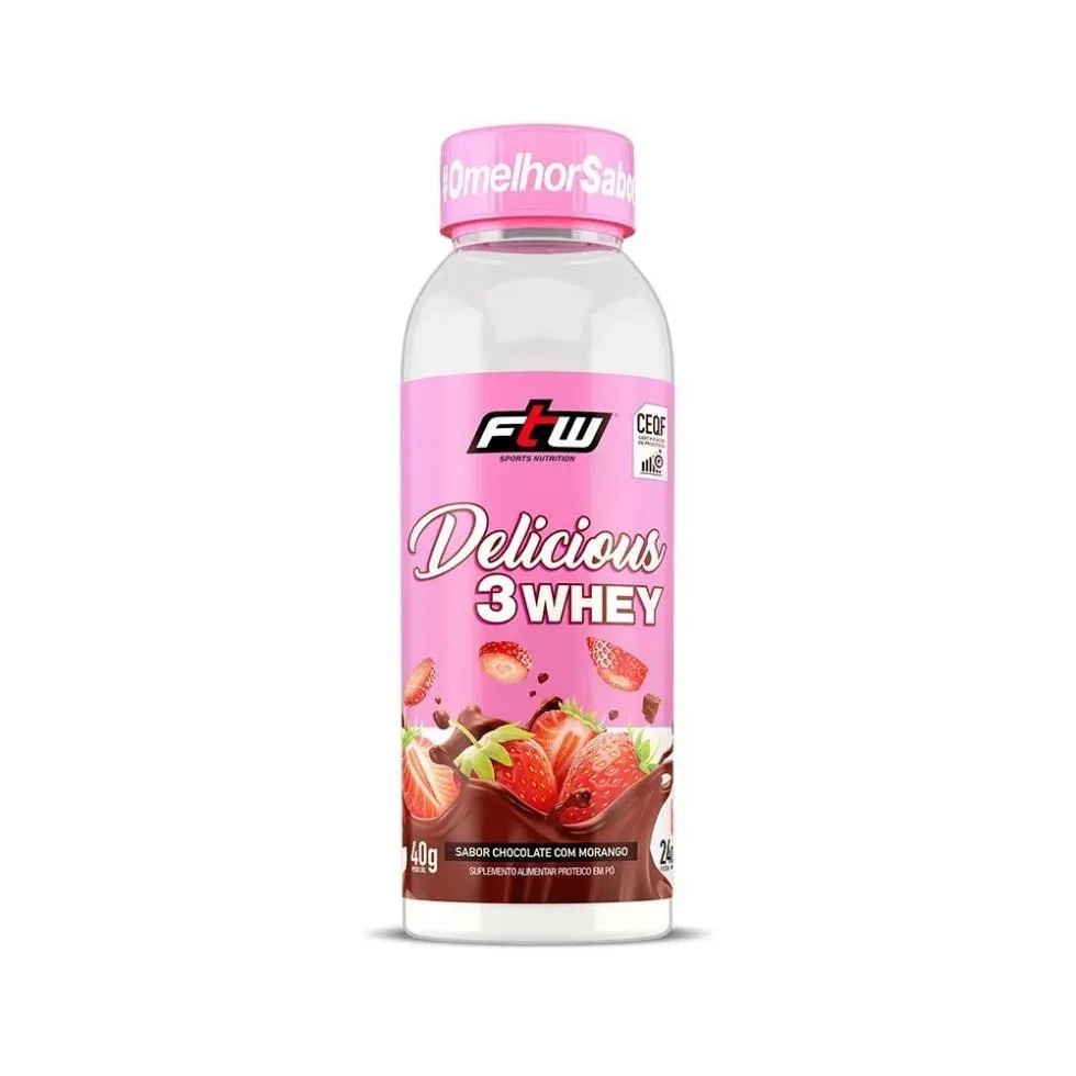 DELICIOUS 3WHEY (40G) - SABOR: CHOCOLATE COM MORANGO