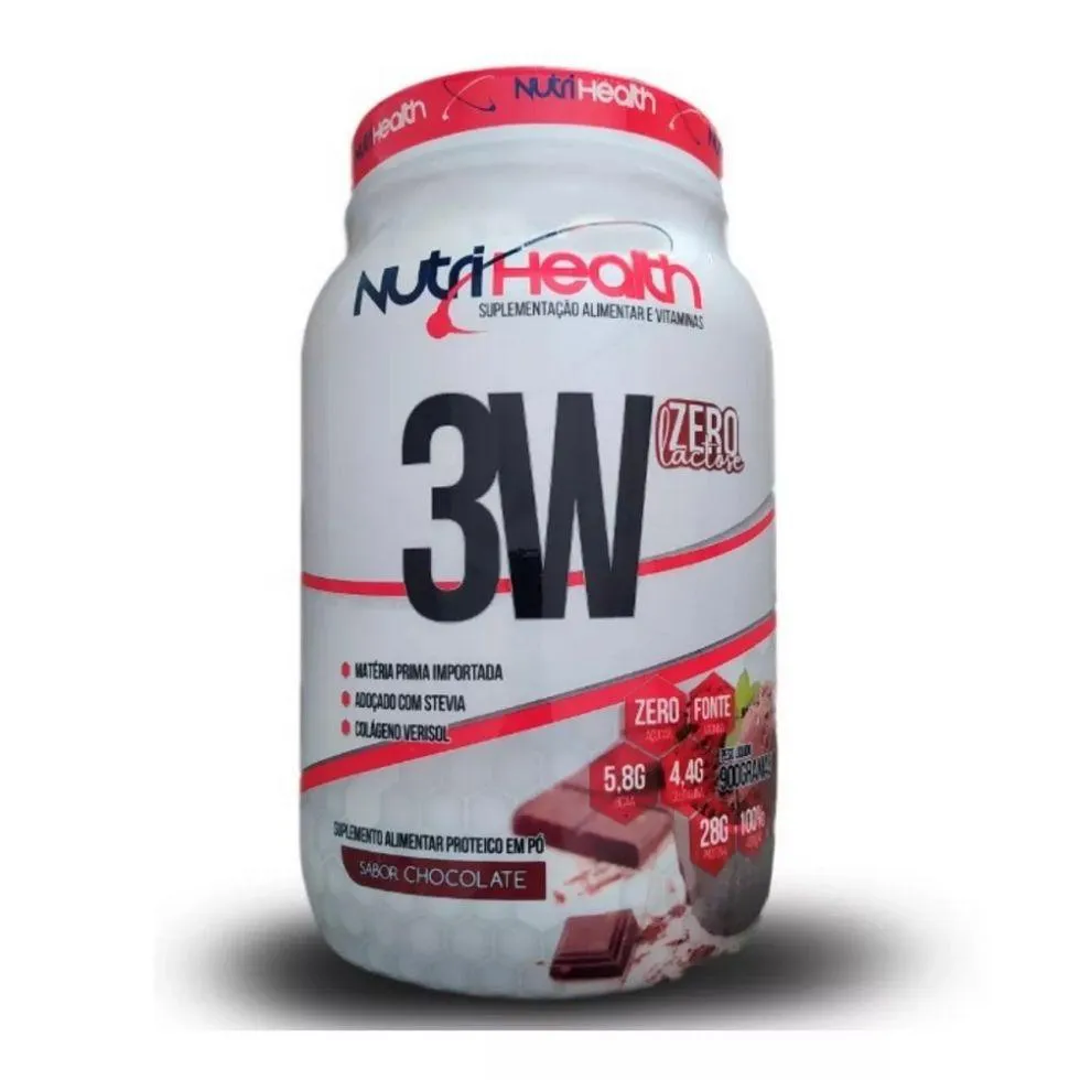 WHEY 3W ZERO LACTOSE (900G) - SABOR: CHOCOLATE
