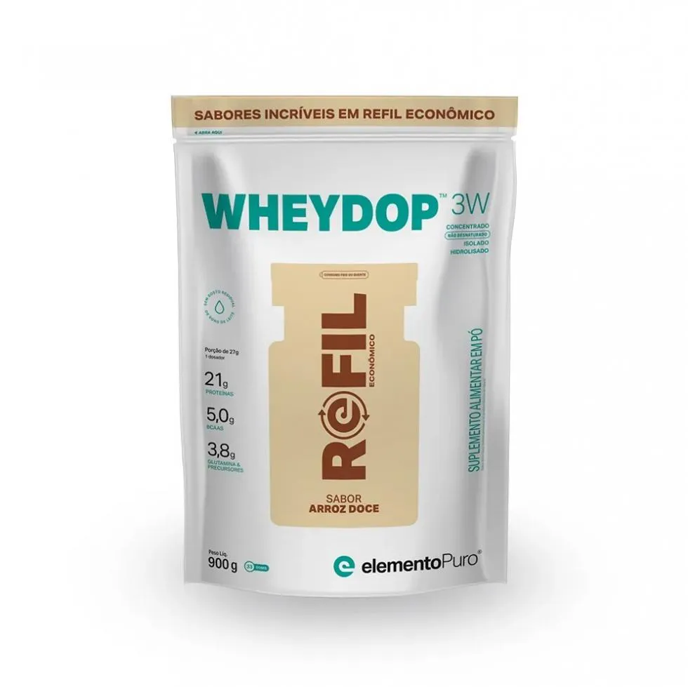 WHEYDOP 3W REFIL (900G) - SABOR: ARROZ DOCE