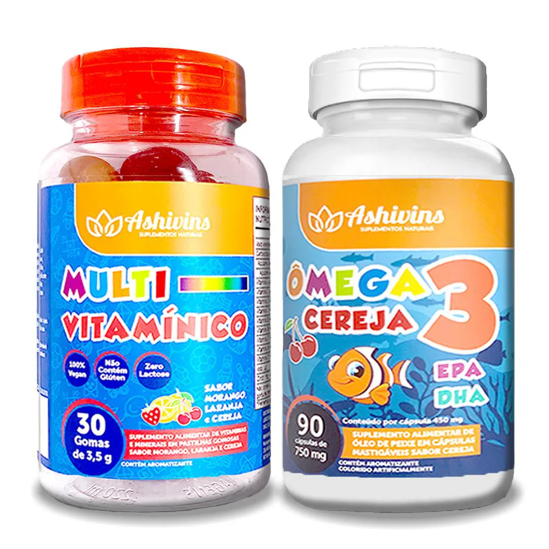 COMBO 2 POR 1: MULTIVITAMINICO KIDS GOMAS + OMEGA 3 KIDS  ASHIVINS
