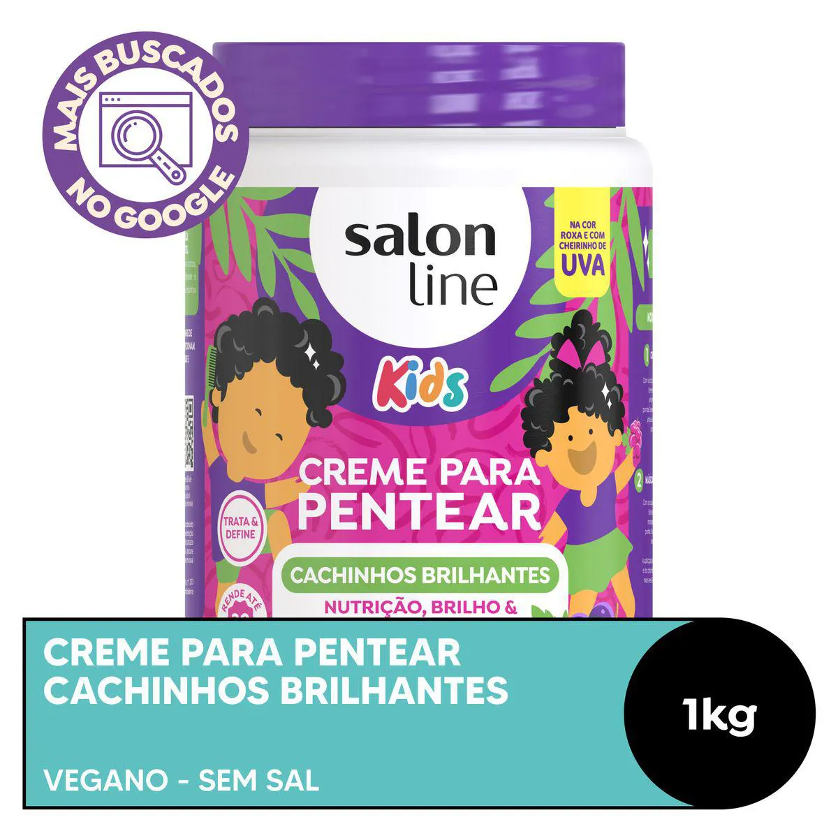 Creme para Pentear Salon Line Kids Cachinhos Brilhantes Uva 1kg