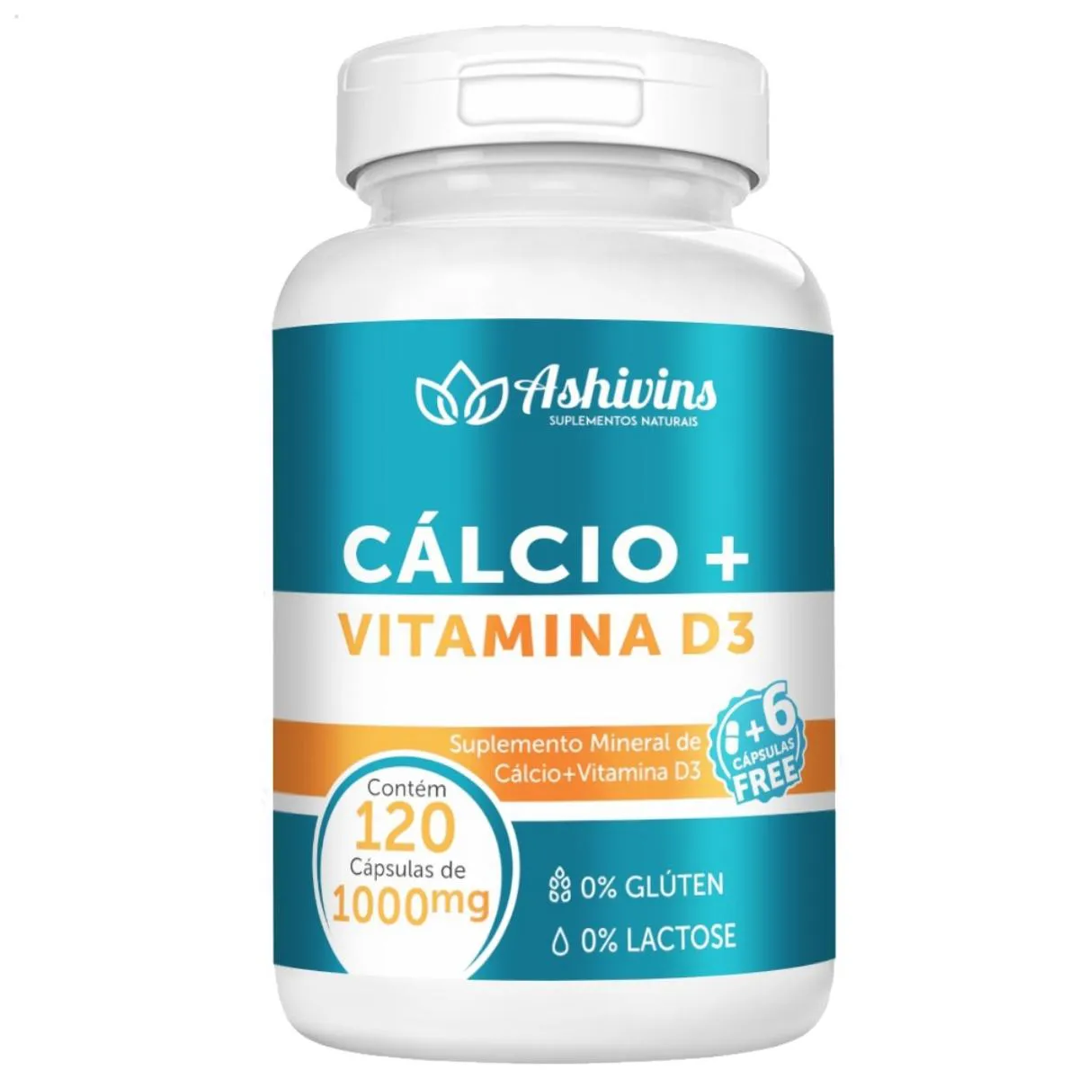 CáLCIO VITAMINA D3 ASHIVINS 120 CAPS 1000MG