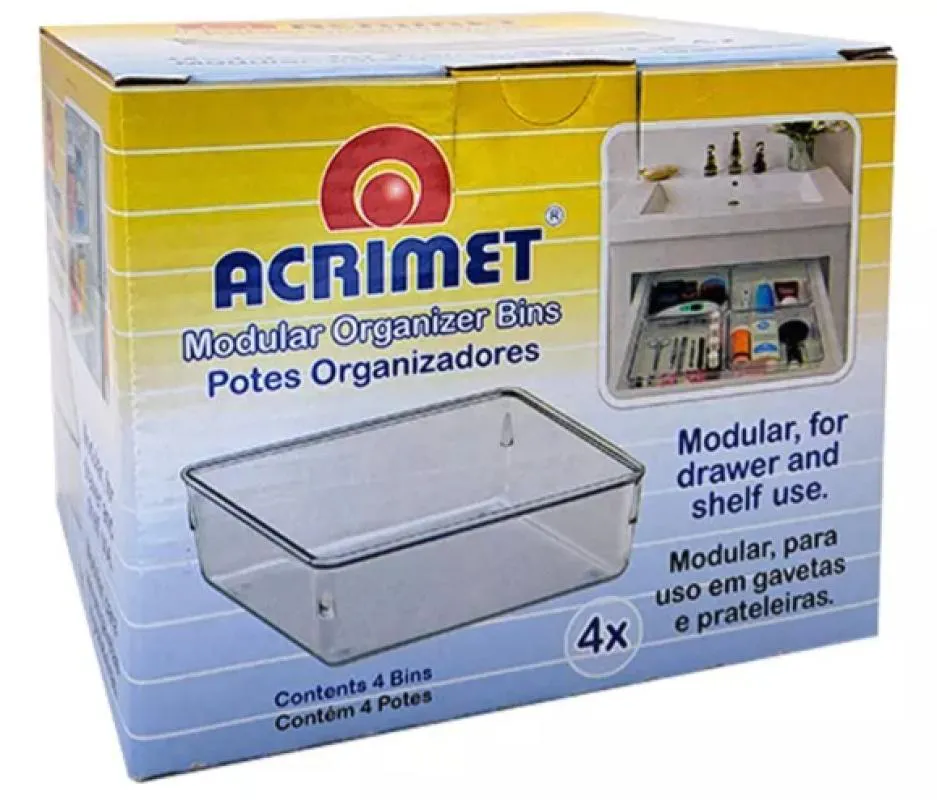 Organizador Acrílico Para Gaveta - Tamanhos 16x16x5,5cm