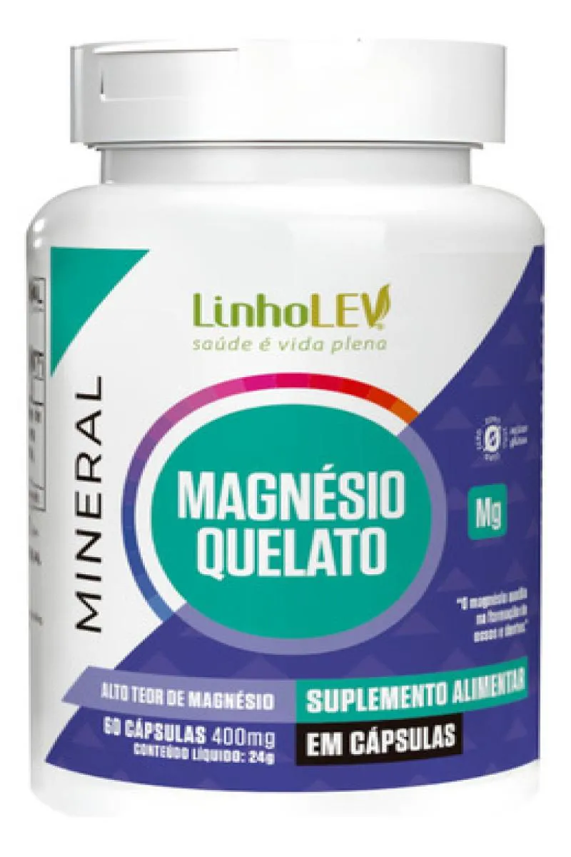 MAGNéSIO QUELATO 60 CáPSULAS LINHO LEV