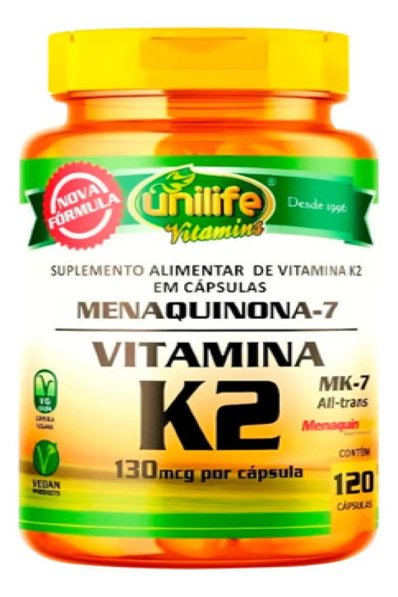 VITAMINA K2 MK7 MENAQUINONA 120 CáPSULAS UNILIFE