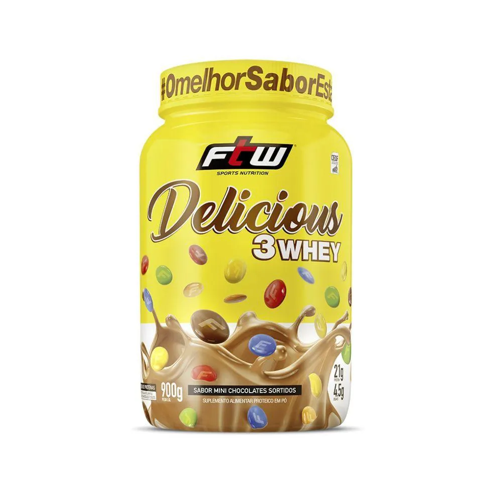 DELICIOUS 3WHEY (900G) - SABOR: MINI CHOCOLATES SORTIDOS